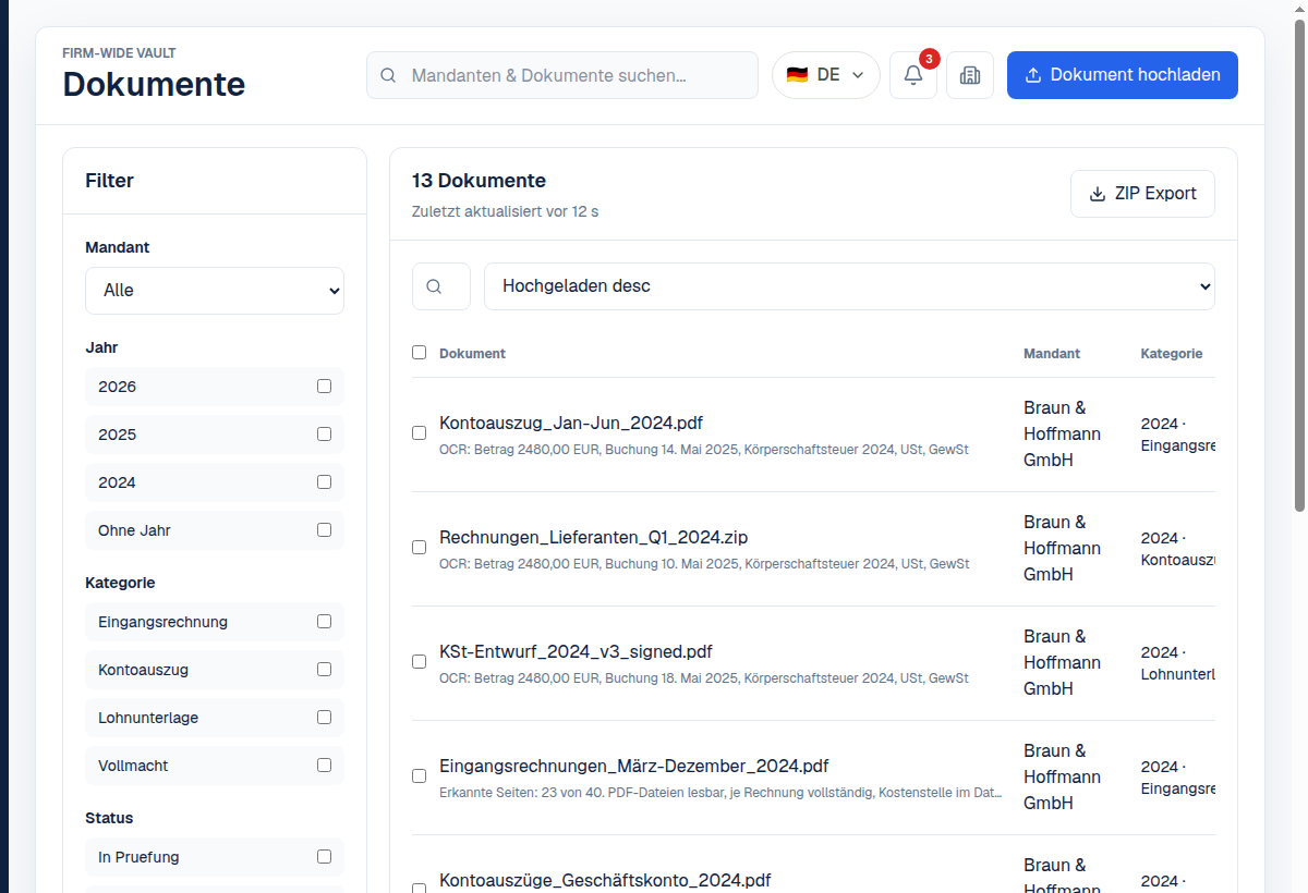 Kontavo Dokumentenverwaltung mit OCR und Kategorisierung